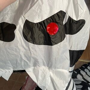 Black and White Skeleton Dinosaur Inflatable Costume with Red Accent